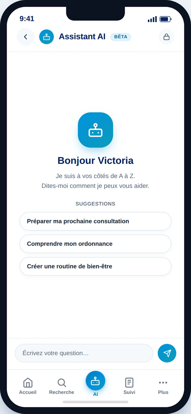 Assistant IA, écran de la maquette AZnDOC
